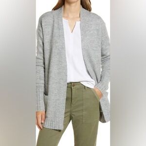 Nordstrom Caslon Gray Open Front Cardigan